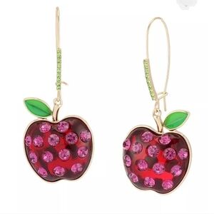 Betsey JohnsonFaux Stone Straight Apple Dangle Drop Earrings